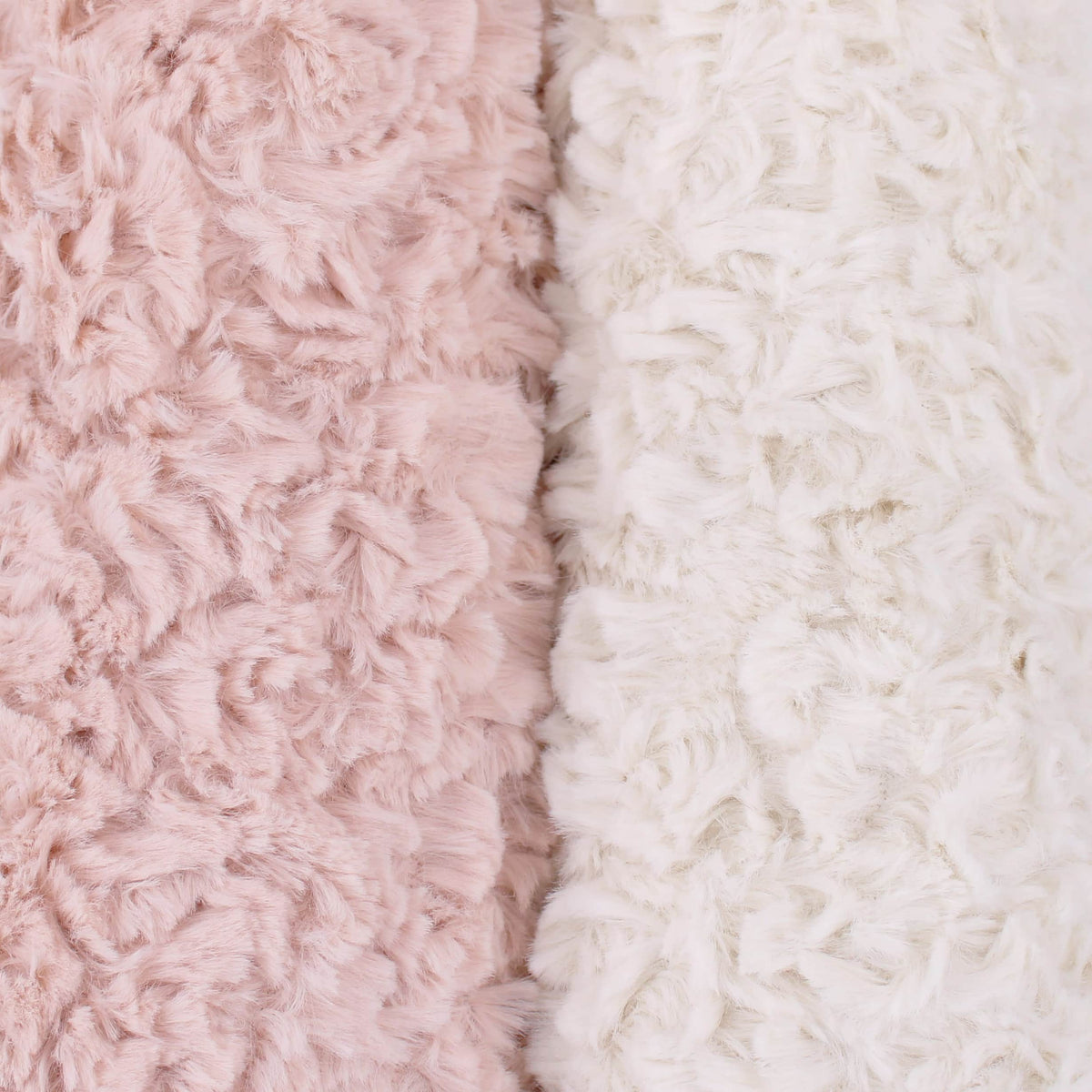 curly faux vegan fur teddy fabric Dusty Pink