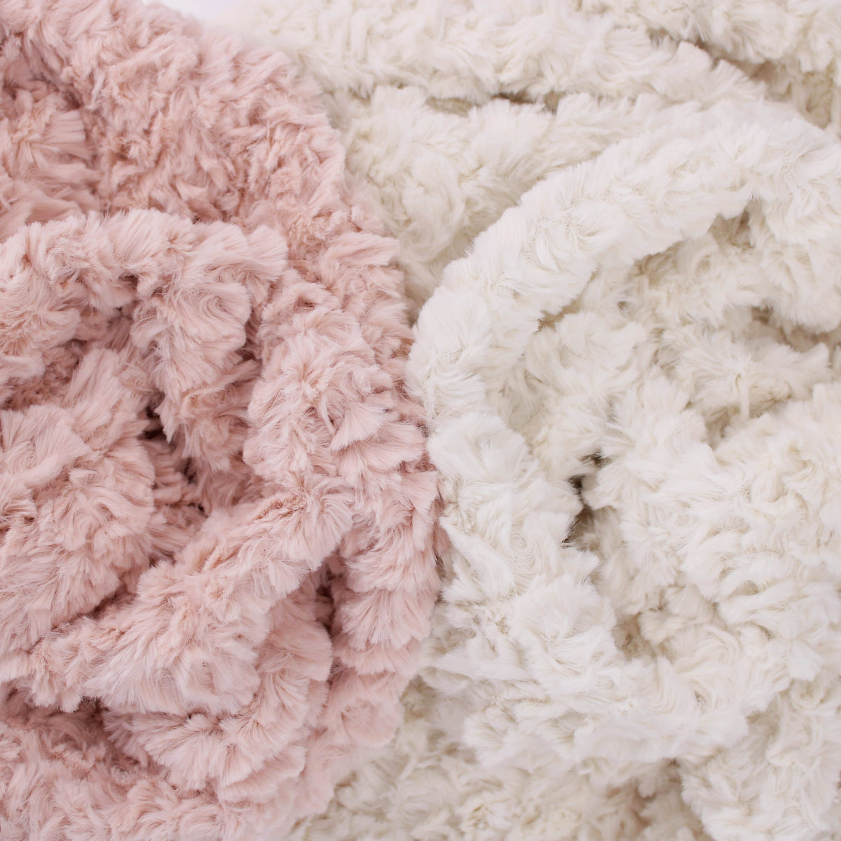 curly faux vegan fur teddy fabric Dusty Pink