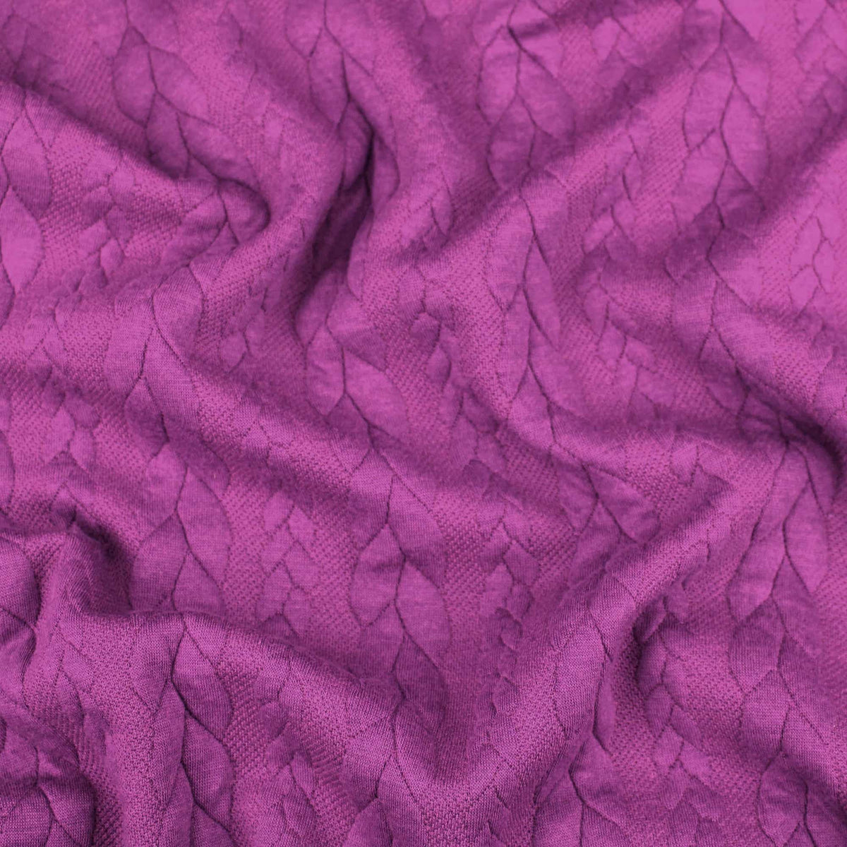 Braid Cable Knit Jersey cardigan sweater Jacquard jumper fabric material  Fuchsia