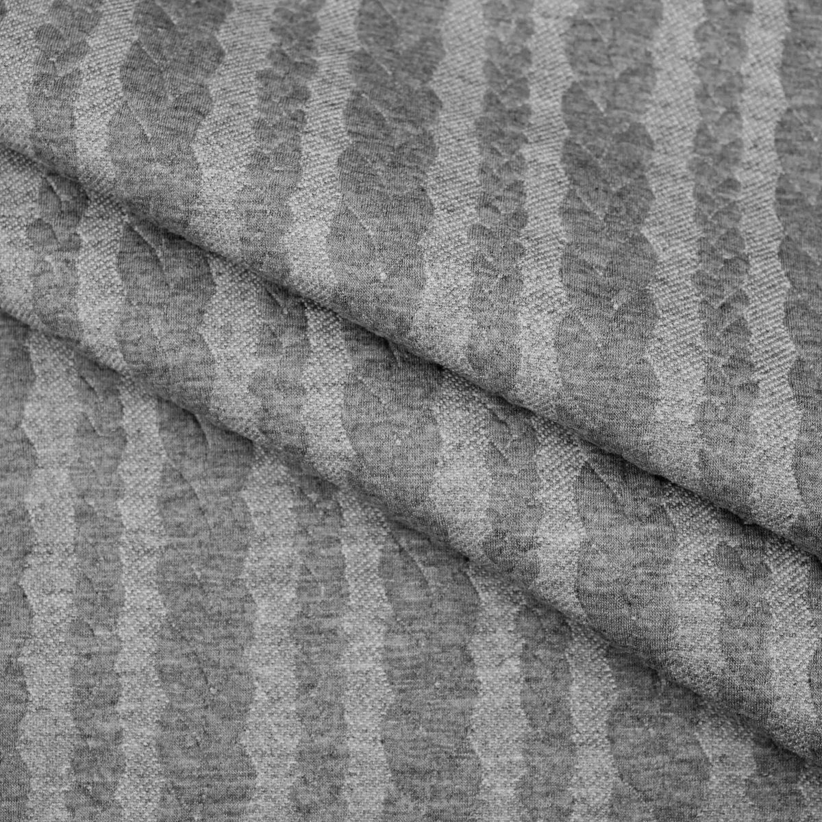 Braid Cable Knit Jersey cardigan sweater Jacquard jumper fabric material  Grey