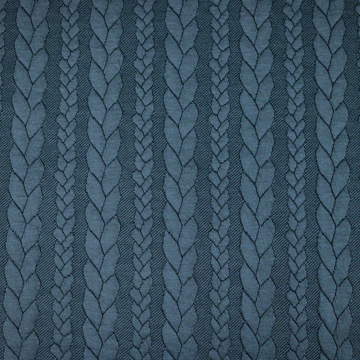Braid Cable Knit Jersey cardigan sweater Jacquard jumper fabric material  Petrol