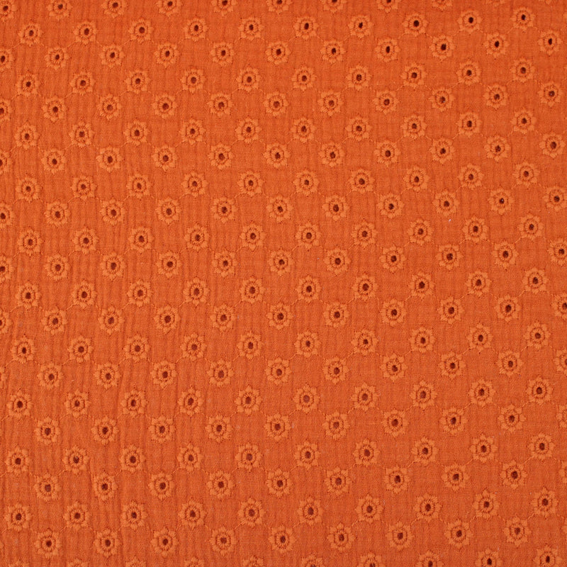 daisy emboidered organic cotton dressmaking fabric Large Brick