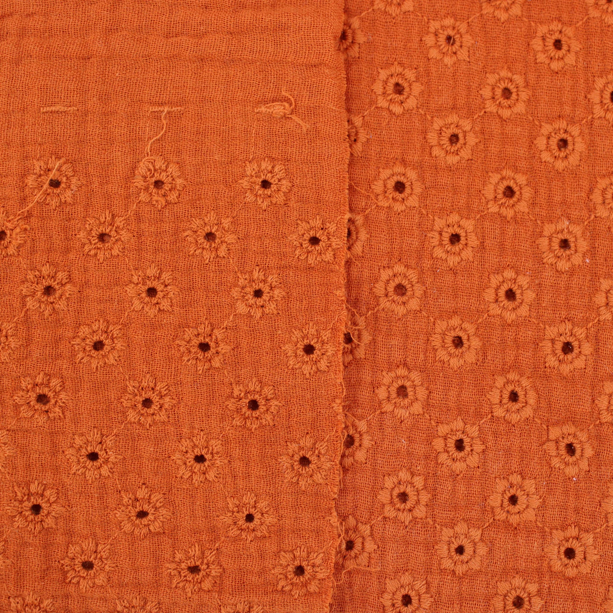 daisy emboidered organic cotton dressmaking fabric Large Brick