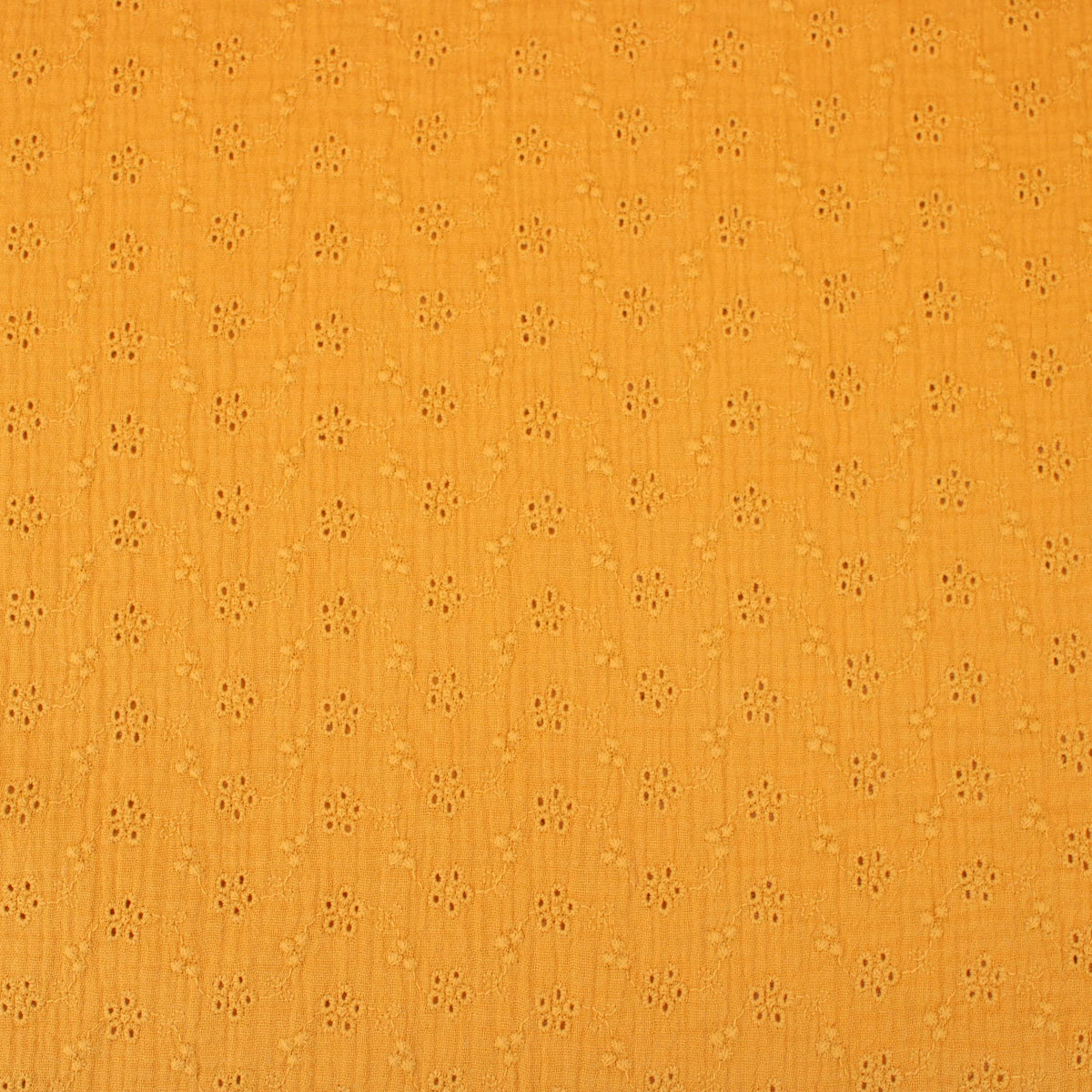 daisy emboidered organic cotton dressmaking fabric Small Honey