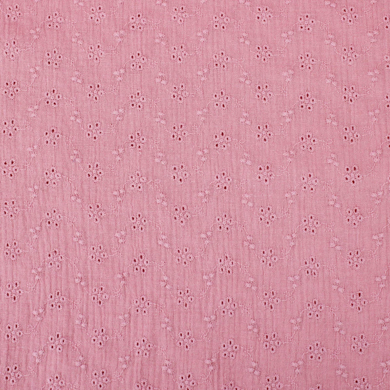 daisy emboidered organic cotton dressmaking fabric Small Rose