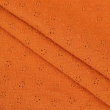 daisy emboidered organic cotton dressmaking fabric Small Rust