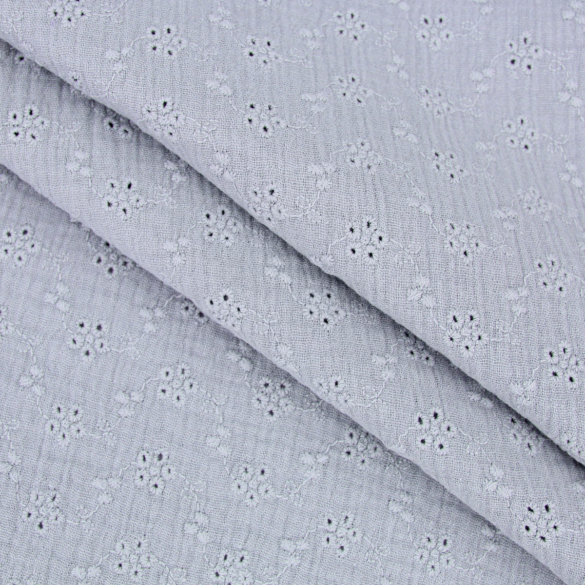 daisy emboidered organic cotton dressmaking fabric Small Stone