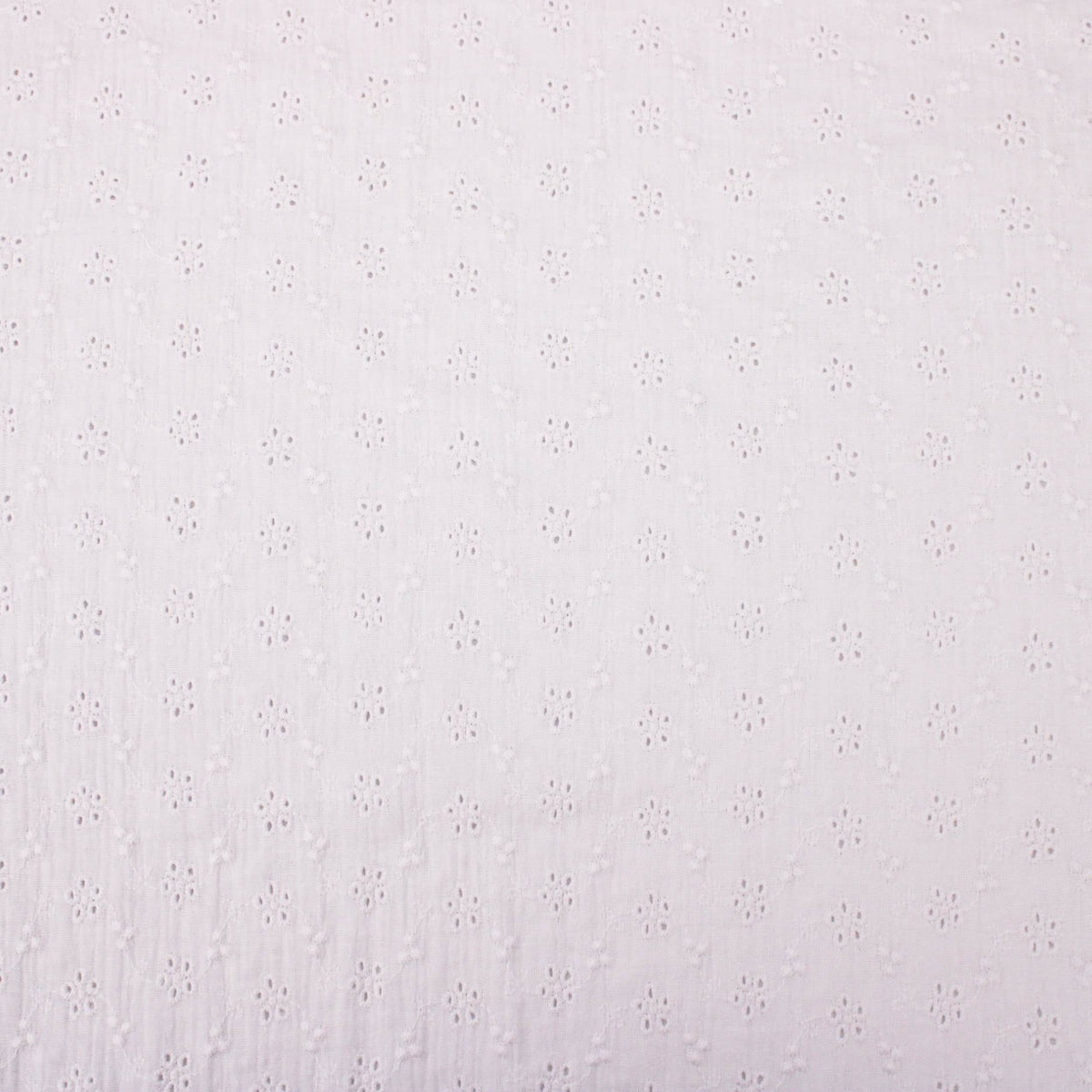 daisy emboidered organic cotton dressmaking fabric Small White