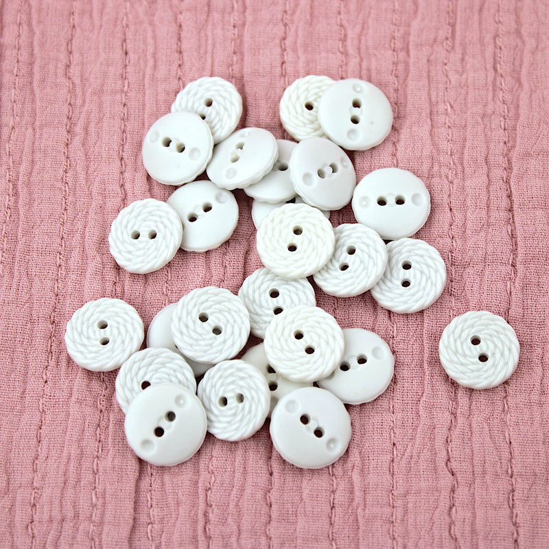 Delilah 2 hole Sew On Dressmaking Ripple Round White Button White