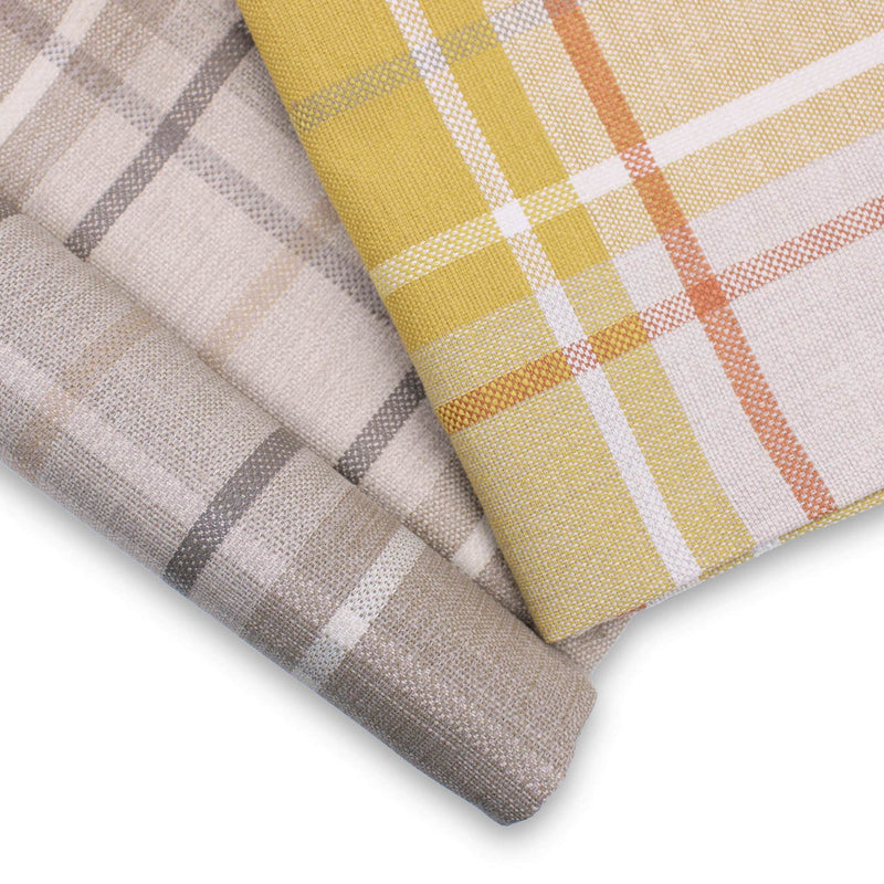 plain weave check upholstery fabric Mustard