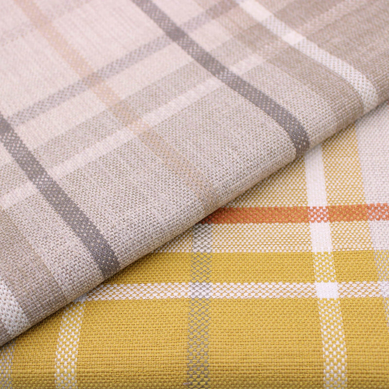 plain weave check upholstery fabric Mustard