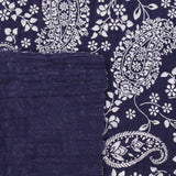 organic double gauze fabric in paisley pattern Night Blue