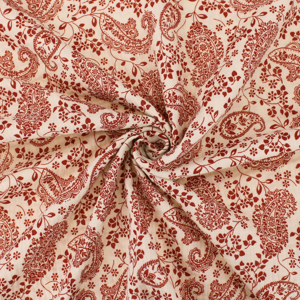 organic double gauze fabric in paisley pattern Pale Daffodil