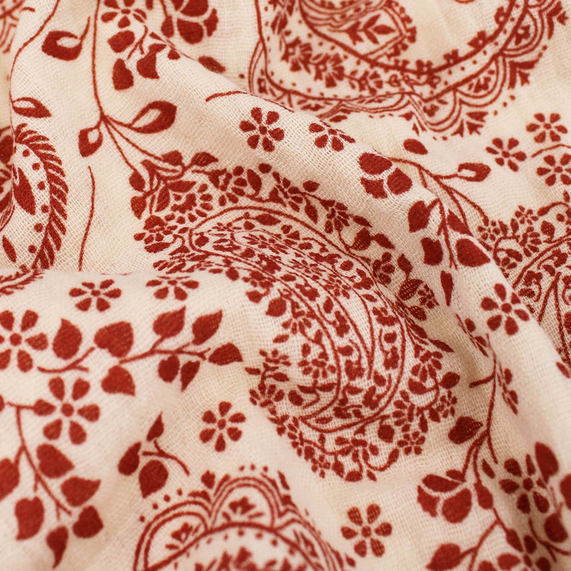 organic double gauze fabric in paisley pattern Pale Daffodil