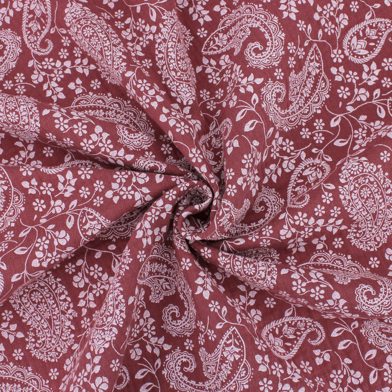 organic double gauze fabric in paisley pattern Smoky Topaz