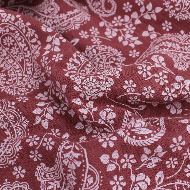 organic double gauze fabric in paisley pattern Smoky Topaz