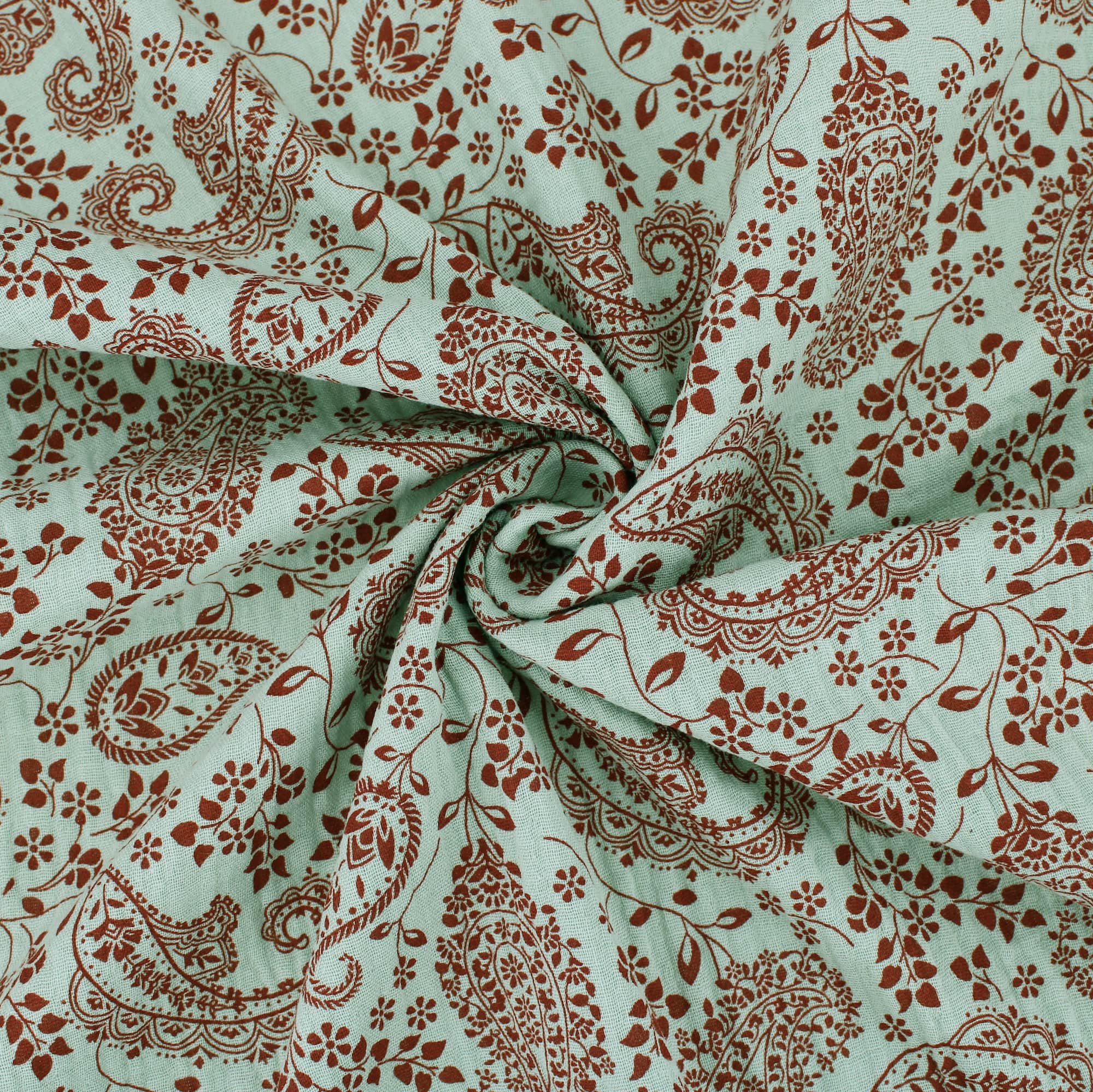 Paisley Double Gauze Fabric- Water Leaf – Lullabee Fabrics