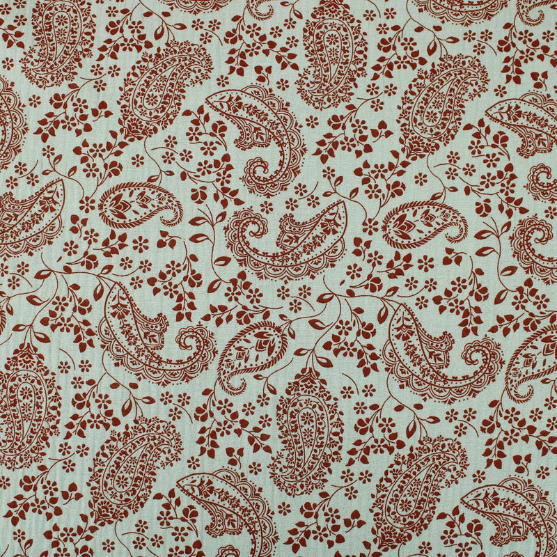 organic double gauze fabric in paisley pattern Water Leaf