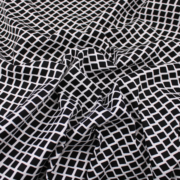 Diamonds on Cotton Sateen Pattern Dressmaking Fabric Satin Soft Silky Material Graphic Woven  Black