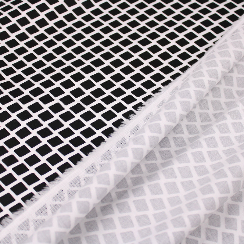 Diamonds on Cotton Sateen Pattern Dressmaking Fabric Satin Soft Silky Material Graphic Woven  Black