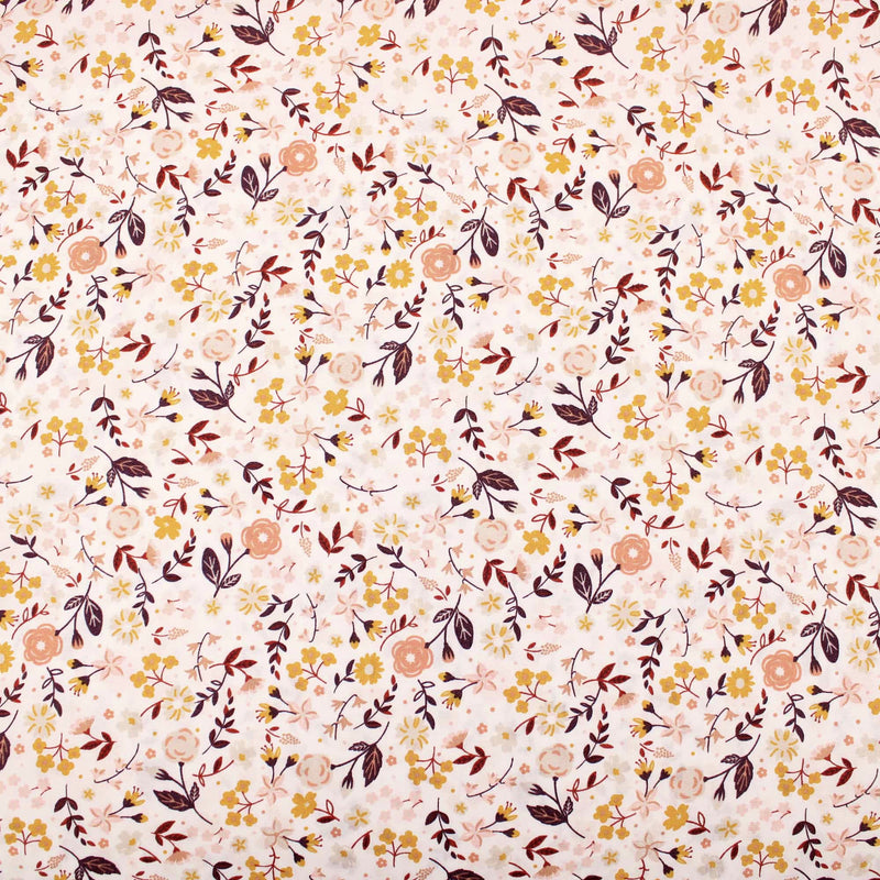 Ditsy Flowers Organic Cotton Poplin Floral Pattern Dressmaking Fabric Quilting Women Kids Lightweight Material Soft Sustainable GOTS Autumn