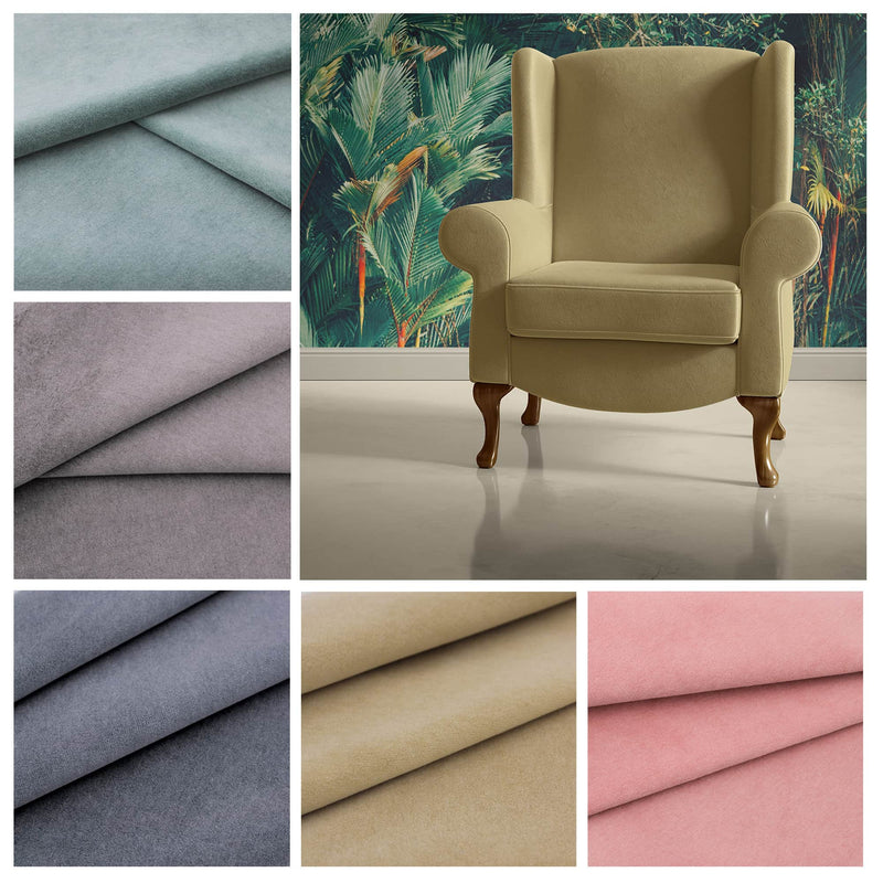 smooth soft heavyweight upholstery velvet fabric Dark Natural