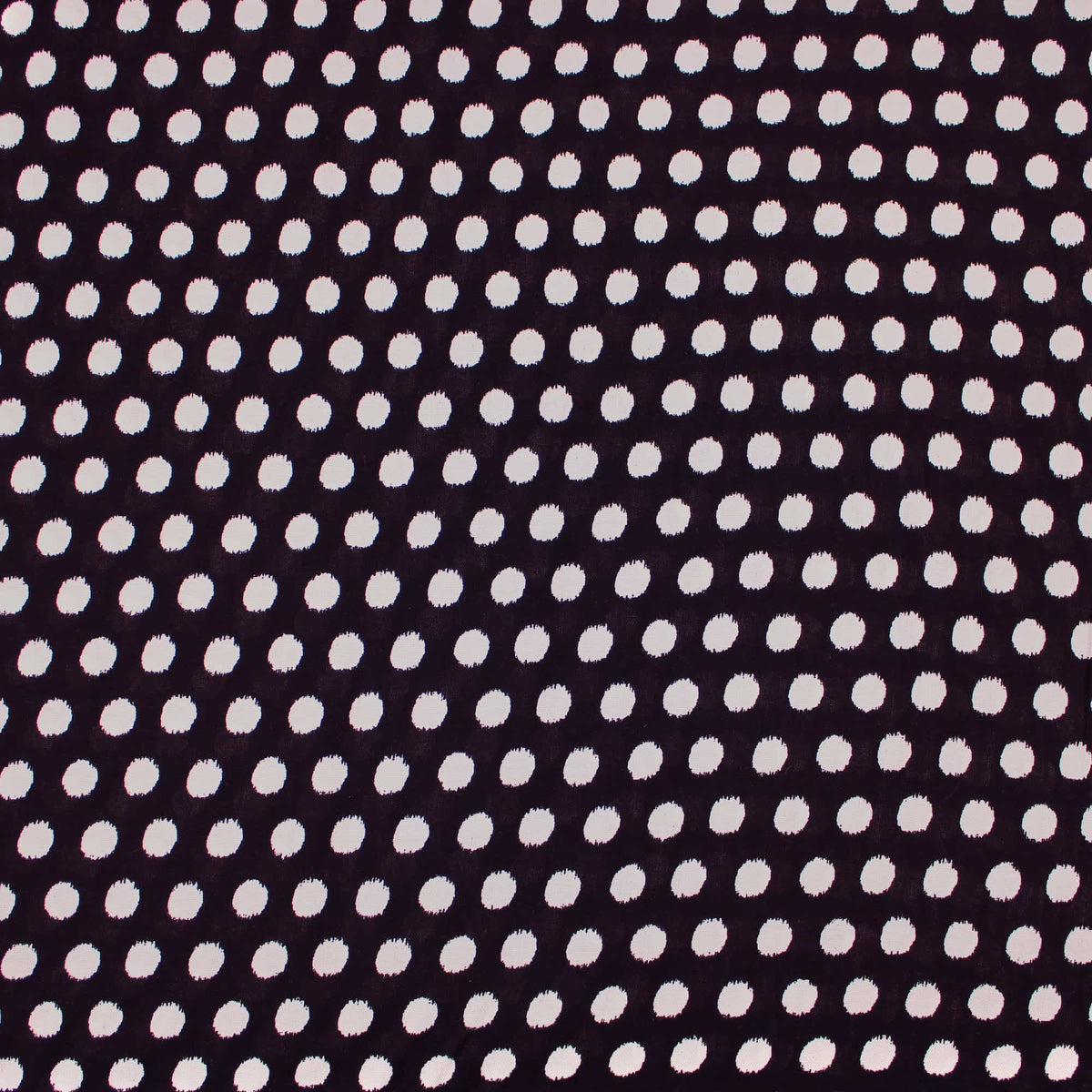 Eden Viscose Challis White Dots on Black Pattern Dressmaking Fabric Rayon Soft Silky Material Women Lawn Spots Polka Chally Black
