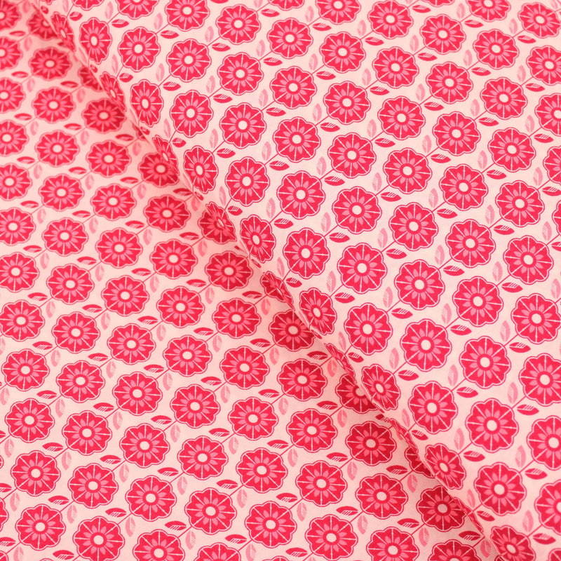 Floral Retro Pop Cotton Poplin Print Dressmaking Fabric Material Kids OEKO TEX Women Woven Quilting Pure Print Soft Flowers Summer Rose