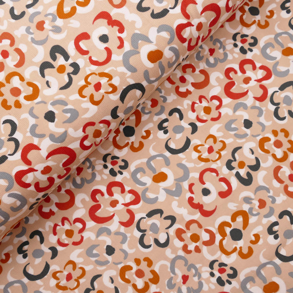 soft babycord floral print corduroy fabric Sand