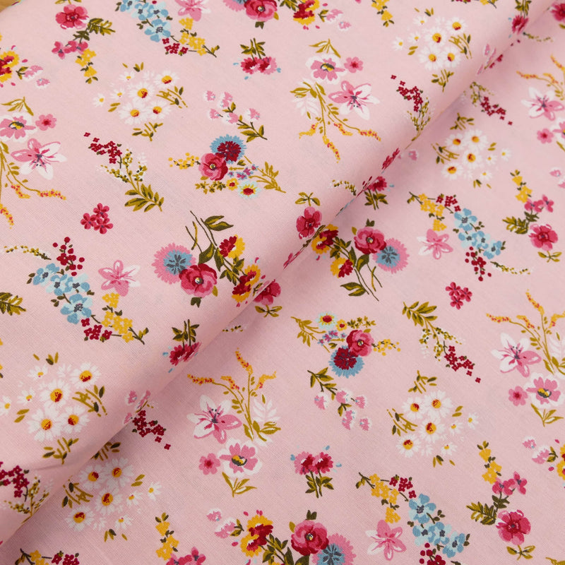 soft lightweight pure cotton poplin dressmaking fabric Rose