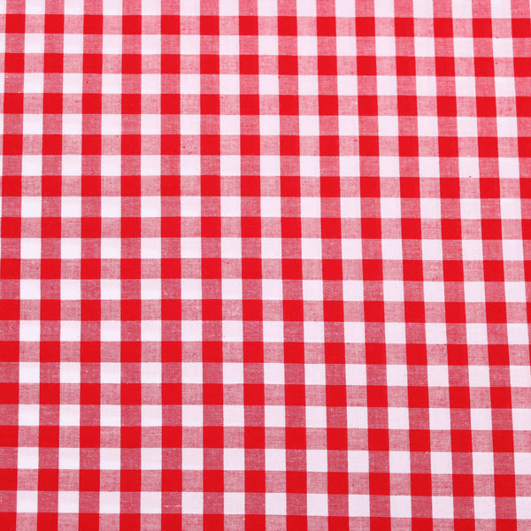 soft lightweight checked gingham pattern cotton fabric Red