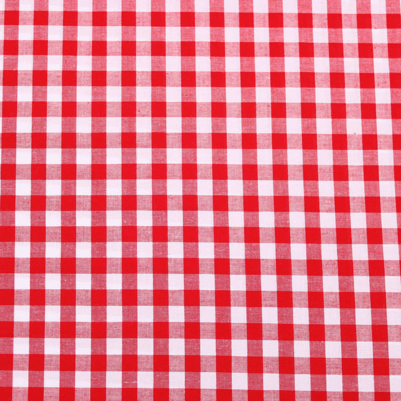 soft lightweight checked gingham pattern cotton fabric Red