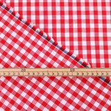 soft lightweight checked gingham pattern cotton fabric Red