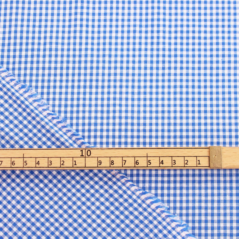 soft lightweight checked gingham pattern cotton fabric Blue