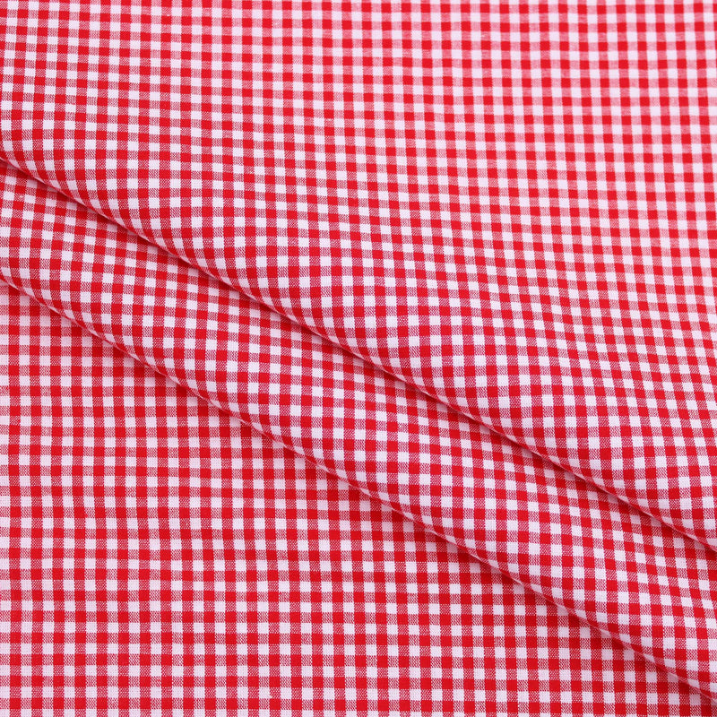 soft lightweight checked gingham pattern cotton fabric Red