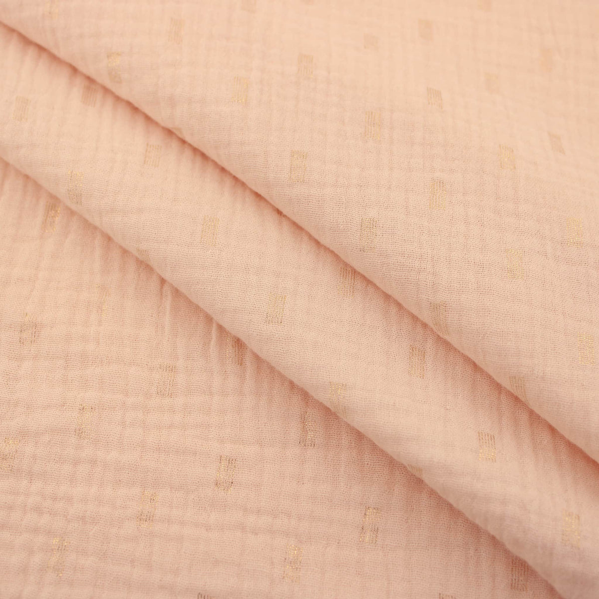 Gold Foil Rectangles on Double Gauze Print Dressmaking Fabric Material Kids OEKO TEX Women Woven Quilting Pure Print Soft Muslin Childrenswear Summer lightweight Chesscloth Natural