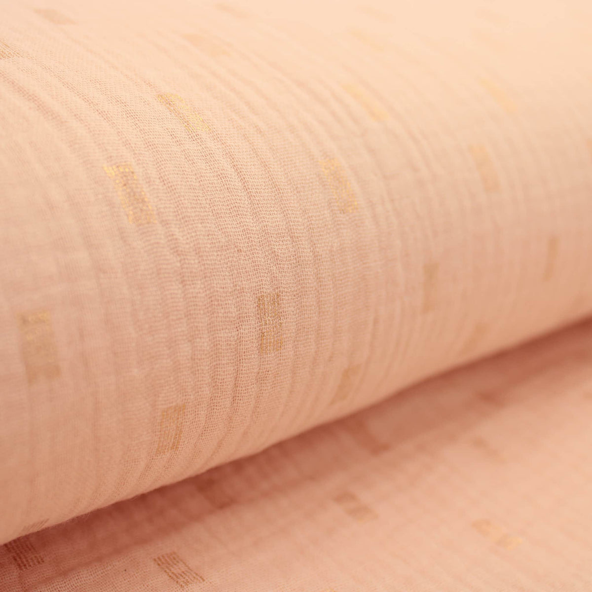 Gold Foil Rectangles on Double Gauze Print Dressmaking Fabric Material Kids OEKO TEX Women Woven Quilting Pure Print Soft Muslin Childrenswear Summer lightweight Chesscloth Natural