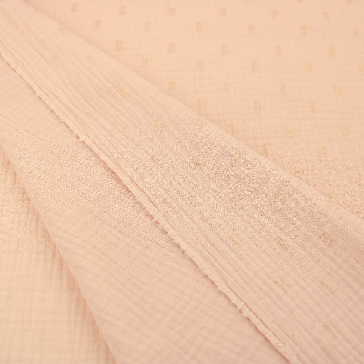 Gold Foil Rectangles on Double Gauze Print Dressmaking Fabric Material Kids OEKO TEX Women Woven Quilting Pure Print Soft Muslin Childrenswear Summer lightweight Chesscloth Natural
