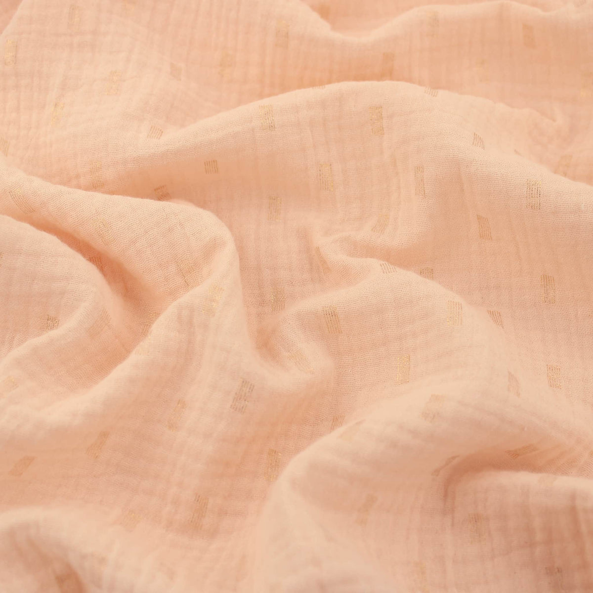 Gold Foil Rectangles on Double Gauze Print Dressmaking Fabric Material Kids OEKO TEX Women Woven Quilting Pure Print Soft Muslin Childrenswear Summer lightweight Chesscloth Natural