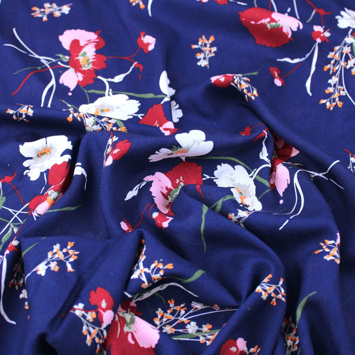 Grace Thin Stem Florals Viscose - Indigo