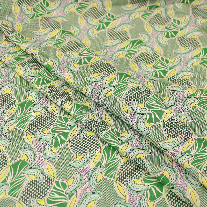 Green Ginkgo Floral Leaf Tencel Lawn Pattern Floral African Dressmaking Soft Sustainable Fabric Material Drape Green