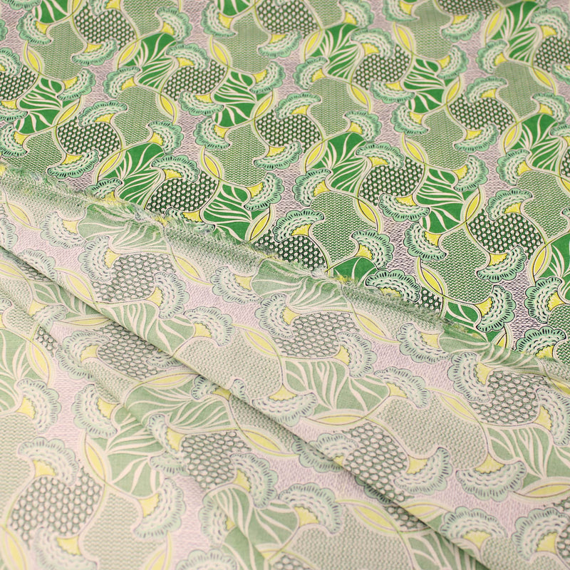 Green Ginkgo Floral Leaf Tencel Lawn Pattern Floral African Dressmaking Soft Sustainable Fabric Material Drape Green