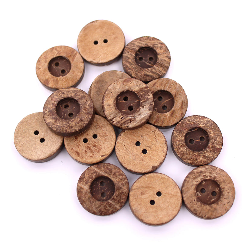 Harry 2 hole Sew On Coconut Round Button Medium Wood