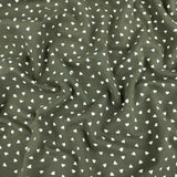 Hearts Cotton Jersey Khaki Pattern Dressmaking Women Kids Stretch Fabric OEKO-TEX Soft Knit Neutral Girl Khaki
