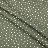 Hearts Cotton Jersey Khaki Pattern Dressmaking Women Kids Stretch Fabric OEKO-TEX Soft Knit Neutral Girl Khaki