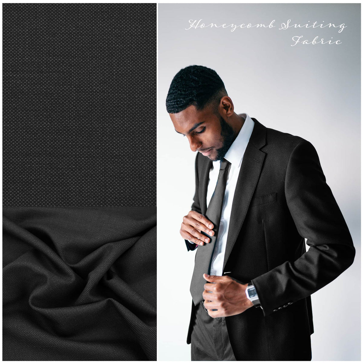 designer tailoring suiting pure cotton men fabric Black