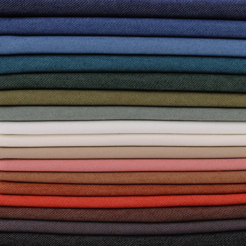 Light 65% cotton denim dressmaking fabric in 17 colours Denim Blue