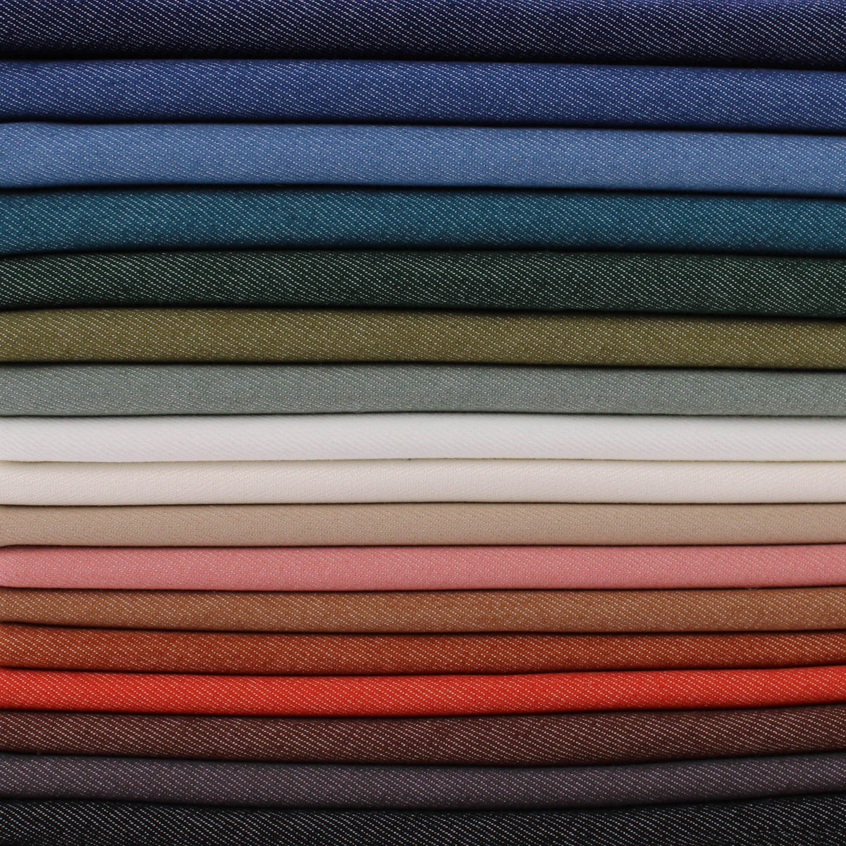 Light 65% cotton denim dressmaking fabric in 17 colours Quartz Pink