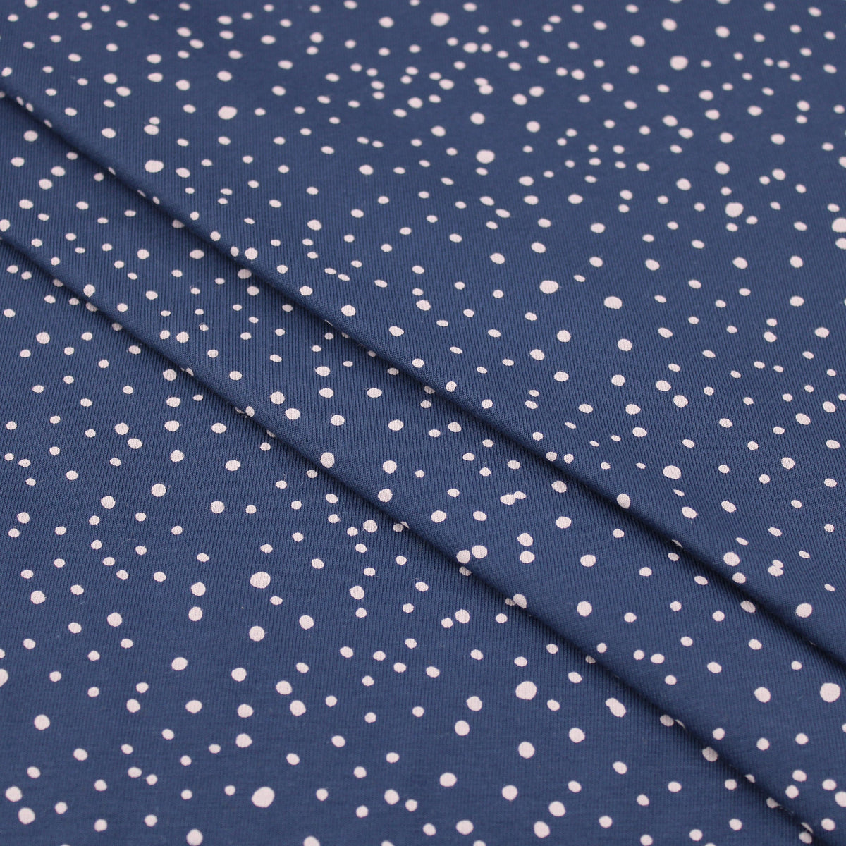 Little Dots and Spots Cotton Jersey Jeans Pattern Dressmaking Women Kids Stretch Fabric OEKO-TEX Soft Knit Polka Mini Neutral Blue Jeans
