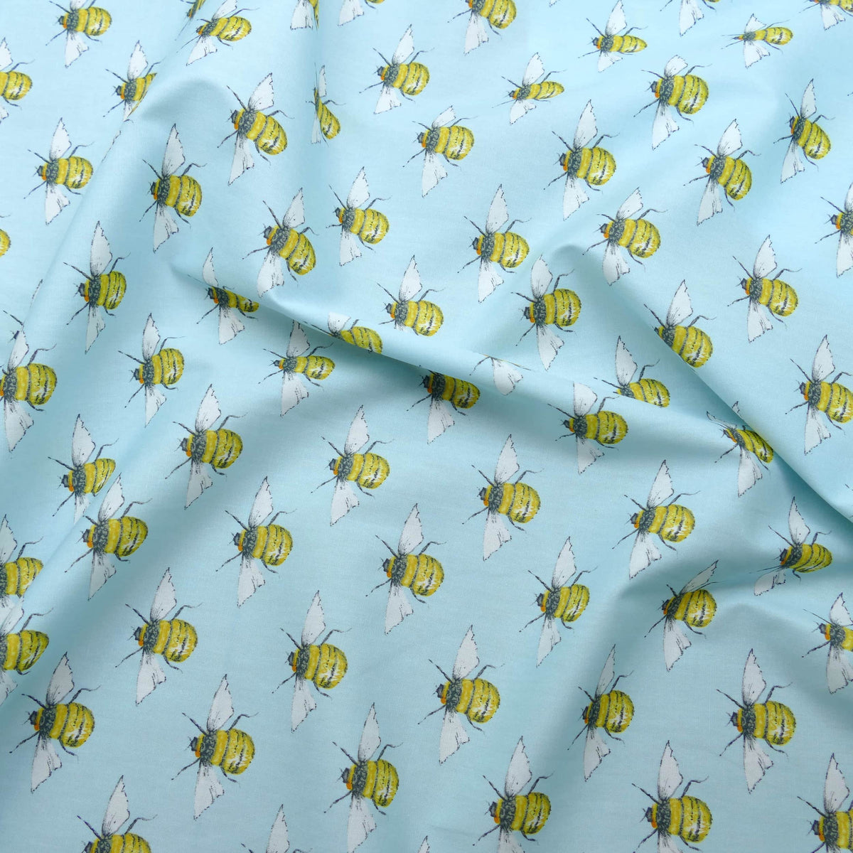 soft lightweight 100% cotton poplin dressmaking fabric Sky Blue